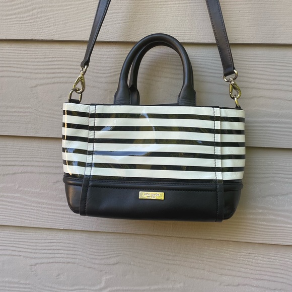 🖤🤍 KATE SPADE New York CHELSEA PARK STRIPE GIGI SATCHEL/Crossbody 🤍🖤 NWT - Picture 10 of 16